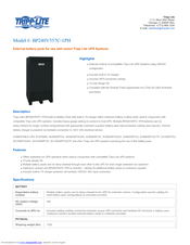 Tripp Lite External Battery Pack BP240V557C-1PH Specification