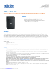 Tripp Lite OMNI750ISO Specification Sheet