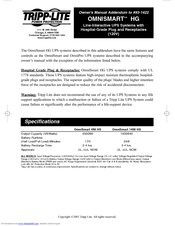 Tripp Lite OMNISMART1400HG Owner's Manual Addendum
