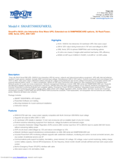 Tripp Lite SMART5000XFMRXL Specifications
