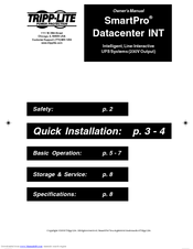 Tripp Lite SmartPro Datacenter INT Owner's Manual