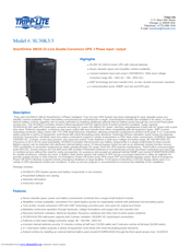 Tripp Lite SmartOnline SU30K3/3 Specifications