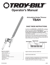 Troy-Bilt TBAH Operator's Manual