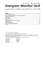 Tru-Test Energizer Monitor Unit User Manual