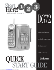 Uniden DG72 Quick Start Manual