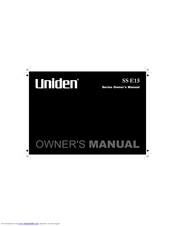Uniden SS E15 Series Owner's Manual
