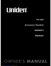 Uniden TCX 805 Owner's Manual