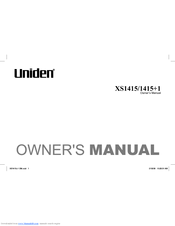 Uniden XS1415/1415+1 Owner's Manual