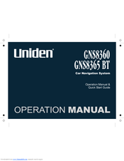 Uniden GNS8360 Quick Start Manual