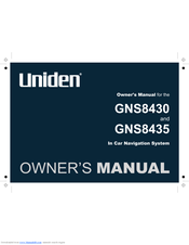Uniden GNS8430 Owner's Manual
