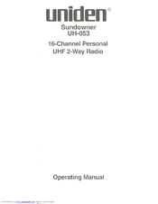 Uniden Sundowner UH-O53 Operating Manual