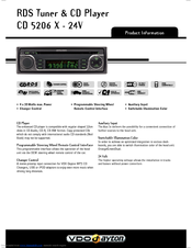 VDO CD 5206 X-24V Specification Sheet