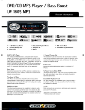 VDO DV 1805 MP3 Specification Sheet