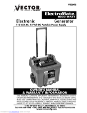Vector ElectroMate VEC095 Owner's Manual & Warranty