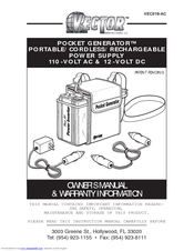 Vector Pocket Generator VEC018-AC Owner's Manual & Warranty
