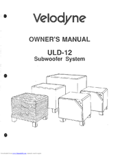 Velodyne ULD-12 Owner's Manual