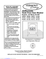 Vermont Castings Jefferson 3110 Installation And Operation Manual