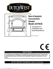Vermont Castings Non-Catalytic Convection Heater 2478CE Installation And Operating Manual
