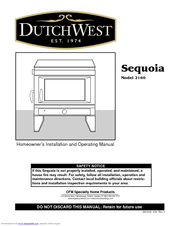 DutchWest Sequoia 2160 Installation And Operating Manual