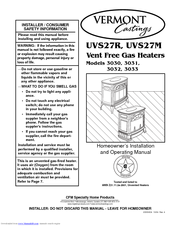 Vermont Castings 3030 Installation And Operating Manual
