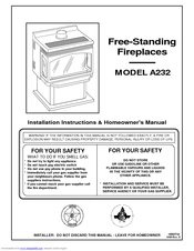 Vermont Castings A232 Installation Instructions & Homeowner's Manual