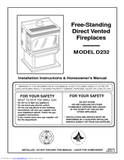 Vermont Castings D232 Installation Instructions & Homeowner's Manual