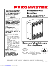 pyromaster H33BDVRRN Homeowner's Installation And Operating Manual