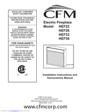 CFM HEF36 Installation Instructions And Homeowner's Manual