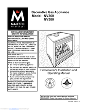 Majestic fireplaces NV360RP Homeowner's Installation And Operating Manual