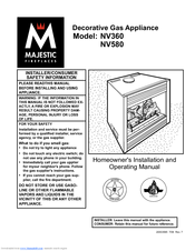 Majestic fireplaces NV360 Series Homeowner's Installation And Operating Manual