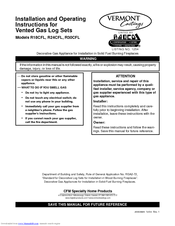 Vermont Castings R30CFL Installation And Operating Instructions Manual