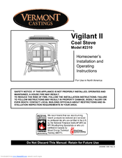 Vermont Castings Vigilant II Homeowner's Installation And Operating Instructions Manual