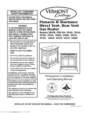 Vermont Castings 3926 Homeowner's Installation And Operating Manual