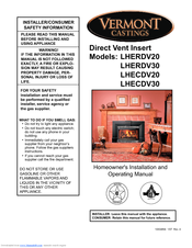 Vermont Castings LHECDV20 Homeowner's Installation And Operating Manual