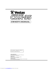 Vestax CDX-35 Owner's Manual
