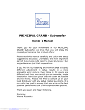 Vienna Acoustics Principal Grand Owner's Manual