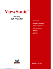 ViewSonic PJ766D - MultiMedia DLP Projector 7.9Lbs User Manual