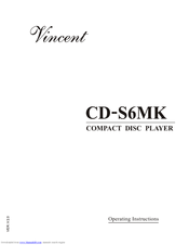 VINCENT CD-S6MK Operating Instructions Manual