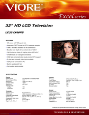 VIORE EXCEL LC32VX60PB Specifications