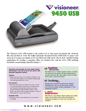Visioneer 9450 USB Specification Sheet