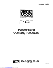 Toa EXES 6000 CP-64 Functions And Operating Instructions
