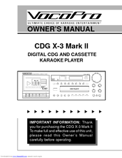 VocoPro CDG X-3 Mark II Owner's Manual