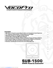 VocoPro SUB-1500 Owner's Manual