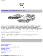 Volvo 850 User Manual