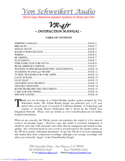 Von Schweikert Audio VR-4jr Instruction Manual
