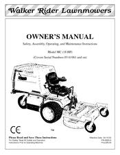 Walker MC (18 HP) Owner's Manual