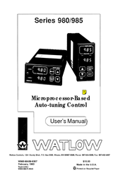 Watlow Micro-Based Autotuning Control SERIES 980/985 User Manual