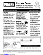 Wayne 330600-001 Operating Instructions And Parts Manual