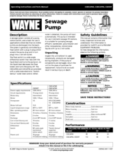 Wayne 330502-001 Operating Instructions And Parts Manual