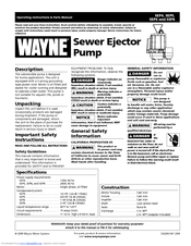 Wayne SEP6 Operating Instructions & Parts Manual